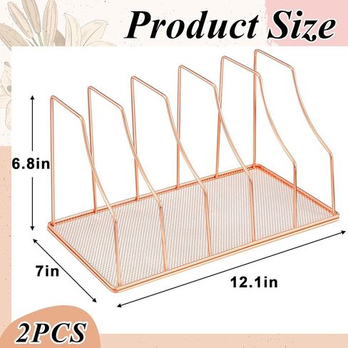 2 Pcs 5 Slot File Sorter Organizer Binder Holder for Desk Wire Magazine Holder Rack Upright File Folder Organizer Stand for Office Book Paper Home Shelf Storage(Black) in Saudi Arabia