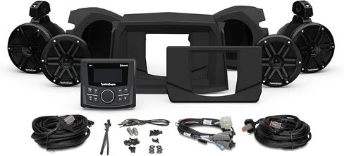 مجموعة الصوت Rockford Fosgate RZR14-STG2: جهاز استقبال PMX-1 ومجموعة سماعات أمامية وخلفية من سلسلة M0 لموديلات Polaris RZR مختارة (2014-2021) in Saudi Arabia