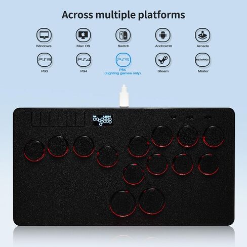 BITFUNX Gaming Keypad, Arcade Stick 14Keys All-Button Leverless Controller - Supports SOCD & Hot Swap, Arcade Controller Street Fight for PC/PS3/PS4/PS5/Switch/Steam with Custom RGB & TURBO in Saudi Arabia