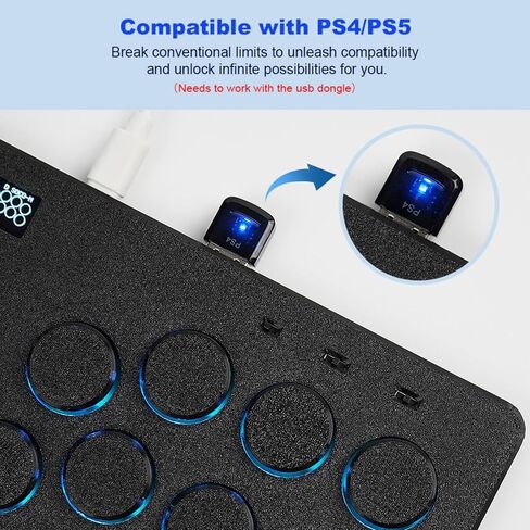 BITFUNX Gaming Keypad, Arcade Stick 14Keys All-Button Leverless Controller - Supports SOCD & Hot Swap, Arcade Controller Street Fight for PC/PS3/PS4/PS5/Switch/Steam with Custom RGB & TURBO in Saudi Arabia