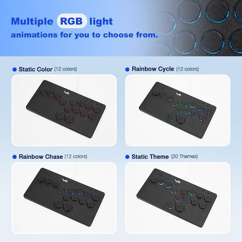 BITFUNX Gaming Keypad, Arcade Stick 14Keys All-Button Leverless Controller - Supports SOCD & Hot Swap, Arcade Controller Street Fight for PC/PS3/PS4/PS5/Switch/Steam with Custom RGB & TURBO in Saudi Arabia