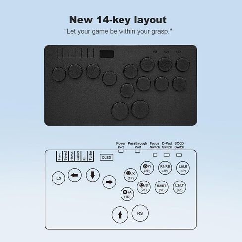 BITFUNX Gaming Keypad, Arcade Stick 14Keys All-Button Leverless Controller - Supports SOCD & Hot Swap, Arcade Controller Street Fight for PC/PS3/PS4/PS5/Switch/Steam with Custom RGB & TURBO in Saudi Arabia