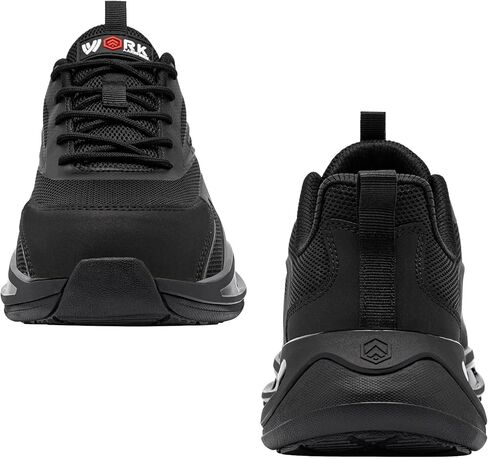 أحذية LARNMERN ذات مقدمة فولاذية واسعة للرجال أحذية رياضية للعمل خفيفة الوزن وآمنة ومريحة، أحذية تنس غير قابلة للتدمير وقابلة للتنفس (10.5 للرجال، أسود) in Kuwait