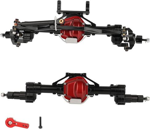 1/10 SCX10 I Heightened Scale Aluminum Alloy CNC Front Rear Portal Axle Set for RC Rock Crawler Car Axial SCX10 II Upgrade Parts (Black) in Saudi Arabia