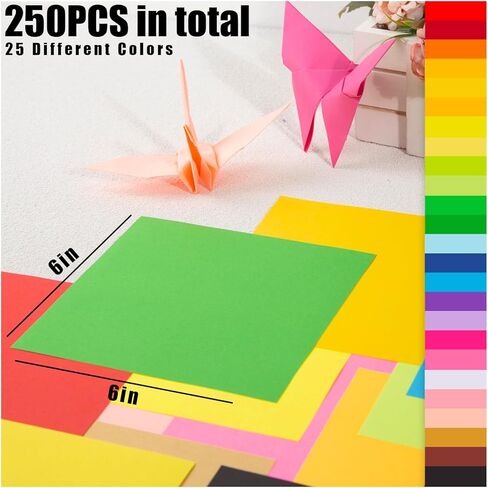 Koogel 500 Sheets Colored Origami Paper, 6 x 6 Inch/ 80gsm Colored Craft Paper Double Sided Square Paper for Beginners Arts and Crafts Scrapbook Making in Saudi Arabia