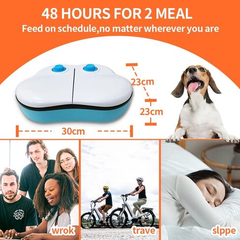 Automatic 2-Meals Pet Food Feeder for Dogs and Cats, Pet Food Dispenser for Two Meals Within 48 Hours in Kuwait