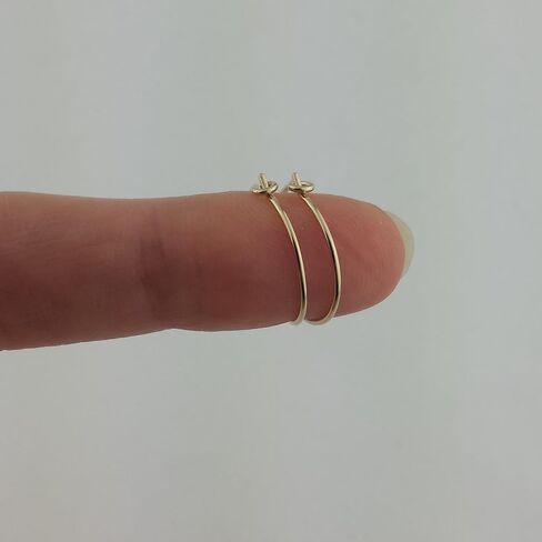 5/8 بوصة رقيقة صغيرة صلبة 14k الذهب الأصفر النائم هوب أقراط in Saudi Arabia