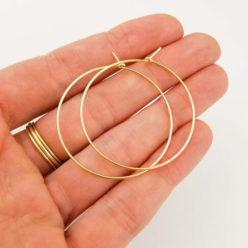 5/8 بوصة رقيقة صغيرة صلبة 14k الذهب الأصفر النائم هوب أقراط in Saudi Arabia