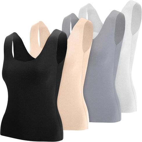 4 Pcs Thermal Tank Tops Women Underwear Tops Sleeveless Undershirt for Women Cotton Camisole Warm Base Layer in Saudi Arabia