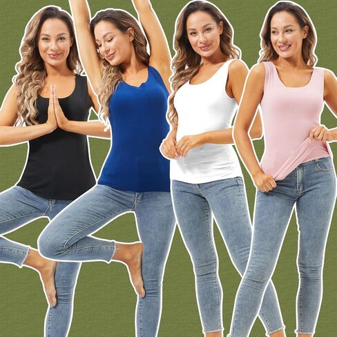 4 Pcs Thermal Tank Tops Women Underwear Tops Sleeveless Undershirt for Women Cotton Camisole Warm Base Layer in Saudi Arabia