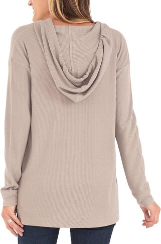 سترة بغطاء للرأس للنساء من Free Fly - نسيج حراري فائق النعومة من الخيزران الفسكوزي، قميص بغطاء للرأس وأكتاف منسدلة وأكمام طويلة للنساء in Kuwait