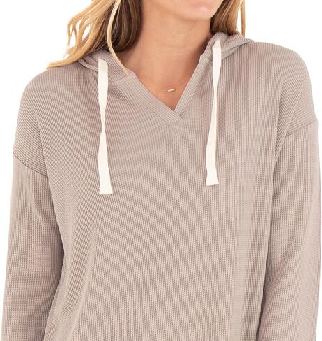 سترة بغطاء للرأس للنساء من Free Fly - نسيج حراري فائق النعومة من الخيزران الفسكوزي، قميص بغطاء للرأس وأكتاف منسدلة وأكمام طويلة للنساء in Kuwait