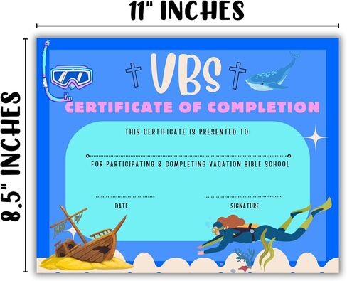 جائزة الإنجاز لمدرسة الكتاب المقدس VBS | 50 قطعة مقاس 8.5 × 11 بوصة لشاطئ غواص تحت الماء تحت عنوان البحر والمحيط in Saudi Arabia