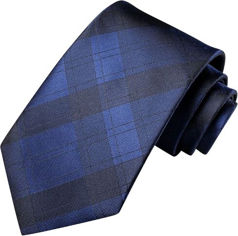 Hi-Tie Navy Mens Ties Plaid Necktie Pocket Square Cufflinks Set Formal Checkered Silk Woven Ties for Wedding Business Prom in Saudi Arabia