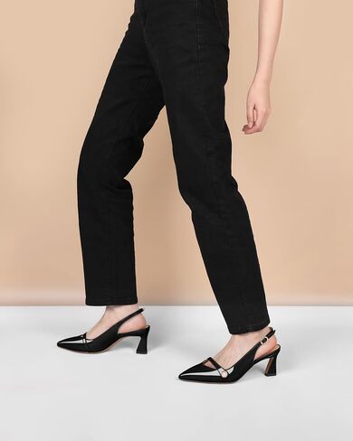 YODEKS Slingback Kitten Heels نسائي بمقدمة مدببة وكعب منخفض 2.5 بوصة حذاء لؤلؤي مقاس أمريكي 5-13 in Saudi Arabia