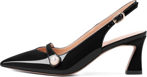 YODEKS Slingback Kitten Heels نسائي بمقدمة مدببة وكعب منخفض 2.5 بوصة حذاء لؤلؤي مقاس أمريكي 5-13 in Saudi Arabia