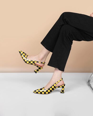 YODEKS Slingback Kitten Heels نسائي بمقدمة مدببة وكعب منخفض 2.5 بوصة حذاء لؤلؤي مقاس أمريكي 5-13 in Saudi Arabia