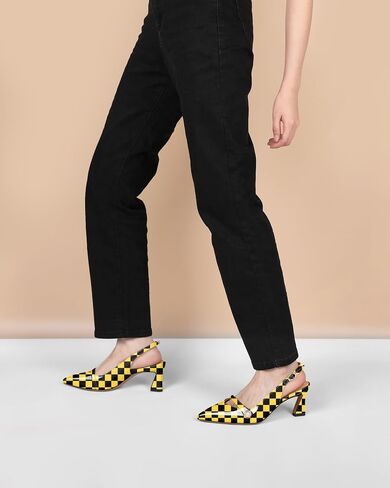 YODEKS Slingback Kitten Heels نسائي بمقدمة مدببة وكعب منخفض 2.5 بوصة حذاء لؤلؤي مقاس أمريكي 5-13 in Saudi Arabia