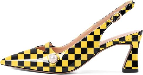 YODEKS Slingback Kitten Heels نسائي بمقدمة مدببة وكعب منخفض 2.5 بوصة حذاء لؤلؤي مقاس أمريكي 5-13 in Saudi Arabia