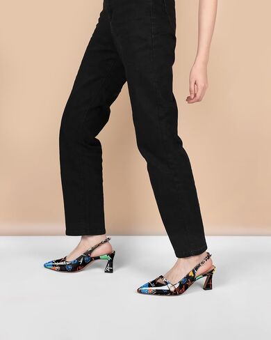 YODEKS Slingback Kitten Heels نسائي بمقدمة مدببة وكعب منخفض 2.5 بوصة حذاء لؤلؤي مقاس أمريكي 5-13 in Saudi Arabia