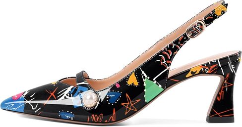 YODEKS Slingback Kitten Heels نسائي بمقدمة مدببة وكعب منخفض 2.5 بوصة حذاء لؤلؤي مقاس أمريكي 5-13 in Saudi Arabia