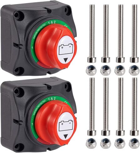 CZC AUTO 1-2-Both-Off Battery Disconnect Switch 12V 24V 48V Master Isolator Cut Off Switch Battery Selector Switch for Marine Boat Car Truck Camper Trailer RV Vehicles, 2 Pack in Saudi Arabia