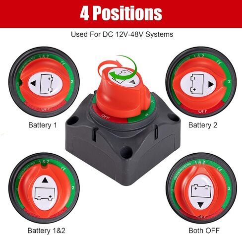 CZC AUTO 1-2-Both-Off Battery Disconnect Switch 12V 24V 48V Master Isolator Cut Off Switch Battery Selector Switch for Marine Boat Car Truck Camper Trailer RV Vehicles, 2 Pack in Saudi Arabia