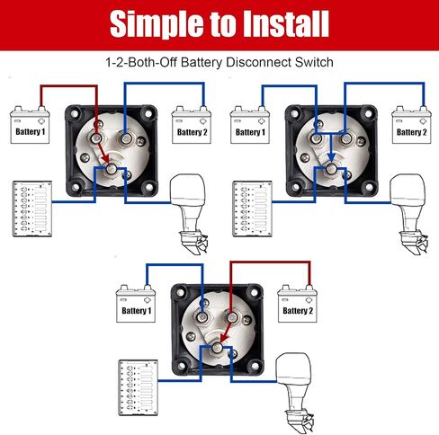 CZC AUTO 1-2-Both-Off Battery Disconnect Switch 12V 24V 48V Master Isolator Cut Off Switch Battery Selector Switch for Marine Boat Car Truck Camper Trailer RV Vehicles, 2 Pack in Saudi Arabia