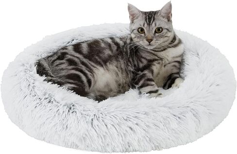 وسادة سرير للقطط بيضاوية مهدئة من شيري بيست فريندز، رمادي داكن، 53.34 سم × 48.26 سم in Kuwait