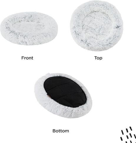 وسادة سرير للقطط بيضاوية مهدئة من شيري بيست فريندز، رمادي داكن، 53.34 سم × 48.26 سم in Kuwait