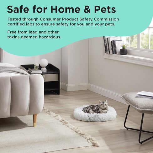 وسادة سرير للقطط بيضاوية مهدئة من شيري بيست فريندز، رمادي داكن، 53.34 سم × 48.26 سم in Kuwait