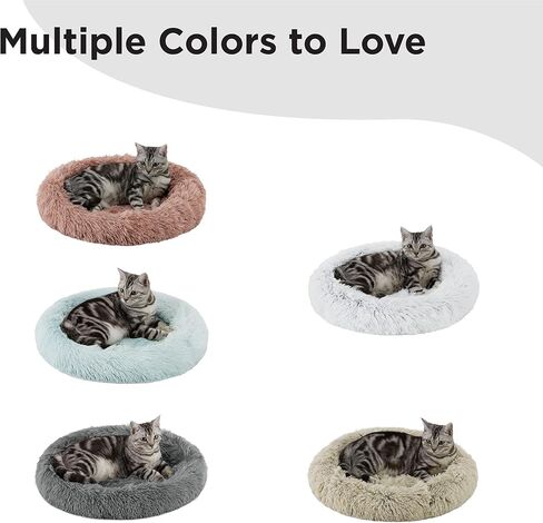 وسادة سرير للقطط بيضاوية مهدئة من شيري بيست فريندز، رمادي داكن، 53.34 سم × 48.26 سم in Kuwait