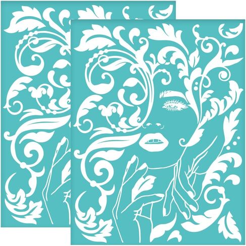 OLYCRAFT 2Pcs 8.6x11 Inch Fire Theme Self-Adhesive Silk Screen Printing Stencil Flame Fire Silk Screen Stencil Reusable Mesh Stencils Transfer for DIY T-Shirt Fabric Painting in Saudi Arabia