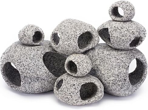 Penn-Plax Deco-Replicas Granite Aquarium Ornament & Hideaway – Realistic Stone Appearance – Safe for Freshwater and Saltwater Tanks – Small Size, White (RR1071) in Saudi Arabia