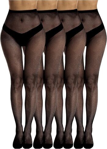Floerns Women's 4 Pcs Fishnet Pantyhose Hollow Out Tights Mesh Stockings in Saudi Arabia