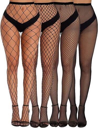 Floerns Women's 4 Pcs Fishnet Pantyhose Hollow Out Tights Mesh Stockings in Saudi Arabia