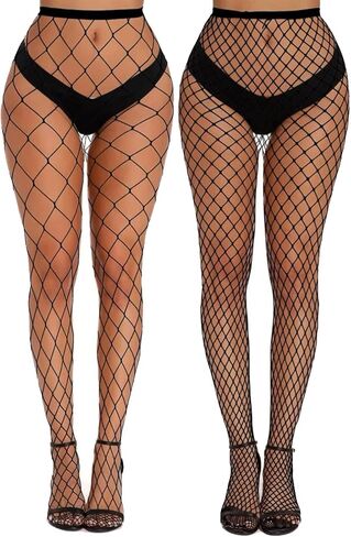 Floerns Women's 4 Pcs Fishnet Pantyhose Hollow Out Tights Mesh Stockings in Saudi Arabia