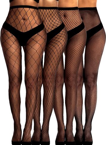 Floerns Women's 4 Pcs Fishnet Pantyhose Hollow Out Tights Mesh Stockings in Saudi Arabia
