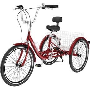 LILYPELLE Adult Tricycle 7 Speed, 3 Wheel Bike Adult, 20/24/26 inch Wheels Cruiser Bikes with Cargo Basket for Seniors, Women, Men in Kuwait