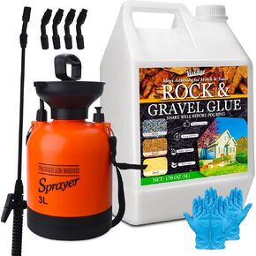 Rock Glue With Pump Sprayer, 1.3 Gallon/170oz Mulch Glue for Landscaping | Weather-Resistant, Ready to Use ＆ Non Toxic | Strong Gravel Stabilizer for Locking Stone, Pine Straw, Pebble, Rubber Mulch in Kuwait