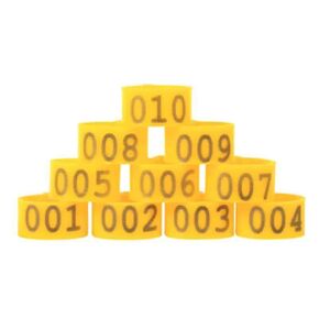 Foot Tag Clips Bird Ring Leg Bands, PE Poultry Leg Bands for Birds 100 Pieces Multicolor Numbered 001-100 Inner Diameter 16mm(Yellow) in Kuwait