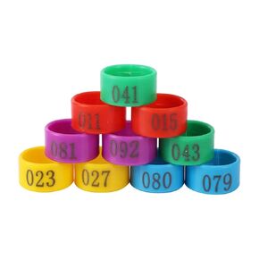 Foot Tag Clips Bird Ring Leg Bands, Poultry Identification Leg Rings Pack of 100 Multicolor 1.6-2.0cm ID Numbers 001-100(ID 1.6cm) in Kuwait
