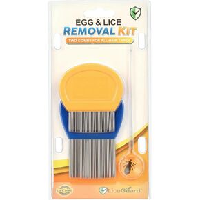 Lice Comb Kit, 2 x Stainless Steel Nit Combs & 1 x Magnifying Pick, Removes Lice, Nits & Eggs Fast, Suitable for Kids & Adults, All Hair Types in Kuwait