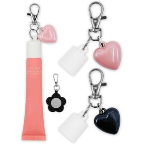 غطاء مفاتيح الشفاه بلسم شفة لمعان الشفاه 2pcs - حاملي قبعات بلسم الشفاه الرئيسية مع سحر قلب مرآة مقابل 0.5 أوقية 0.35 أوقية in Kuwait