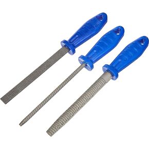 Honsell Riffle Set, 3 Rasps with Plastic Handle, Half Round and 1 Flat for Coarse Soapstone Processing Blade 15-20 cm Long, Colourful, One Size in Kuwait