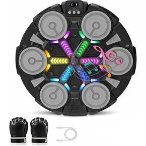 آلة ملاكمة موسيقية - وسادة ملاكمة حائطية بلوتوث مزودة بإضاءة LED، معدات تدريب ممتعة للأطفال والكبار، وسادة ملاكمة منزلية على الحائط مع قفازات، لجميع الأعمار - هدية مثالية من RedRoko in Kuwait