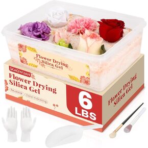 جل السيليكا لتجفيف الزهور 6 رطل، بلورات جل السيليكا لتجفيف الزهور <1 مم، جل السيليكا لتجفيف الزهور، لون قابل لإعادة الاستخدام، مجموعة تجفيف الزهور، صندوق، فرش، قفازات ومغرفة، DIY الزفاف in Kuwait