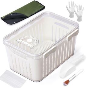 حاوية تجفيف زهور كبيرة من جل السيليكا سعة 10 لتر من أبوفكس مع قفازات حصيرة التنظيف ومجرفة وقناع، خطوة واحدة لاستعادة الزهور المجففة للحرف اليدوية، مجموعة الحفاظ على الزهور (بلورات جل السيليكا غير متضمنة) in Kuwait