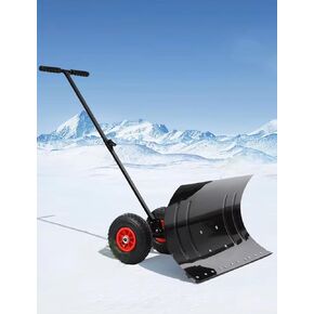 شفرة الثلج المتنقلة من ELEFOCUS مع عجلات، مجرفة فولاذية مجلفنة قابلة للتعديل بزاوية لإزالة الثلوج بكفاءة على الممرات والممرات (مقبض واحد) in Kuwait