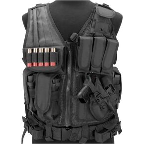Evike - Matrix Special Force Cross Draw Tactical Vest w/Built in Holster & Mag Pouches (Color: Black) - (PID: 28491) in Kuwait